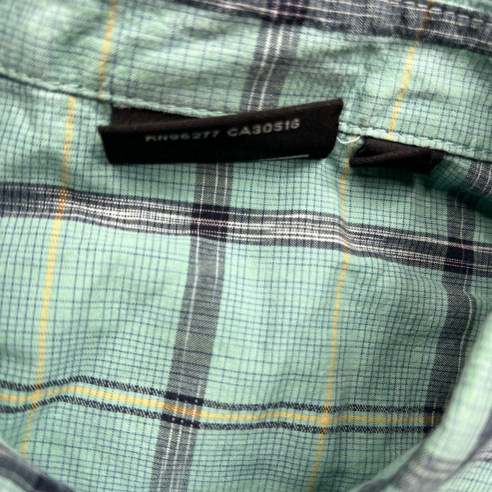 Vans Shirt Mens Small Turquoise Plaid Button Down Short Sleeve Cotton VN-ORTIPBL - Picture 5 of 15